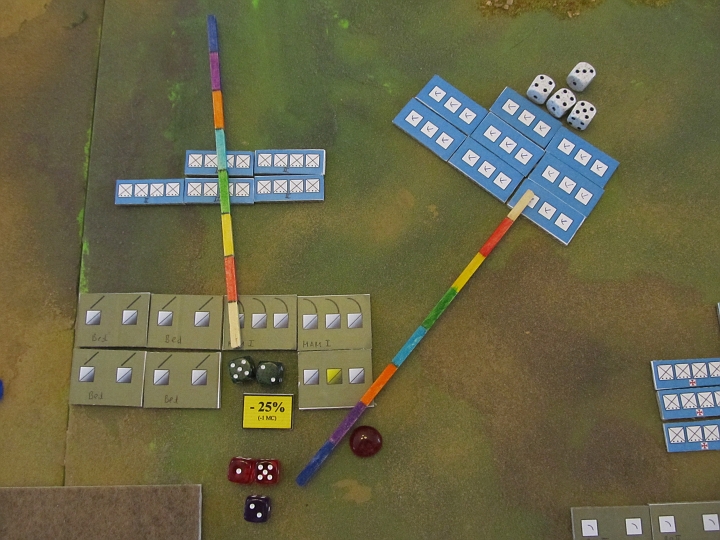 IMG_6229.JPG - Die I. Mameluken werden wieder fragmented nachdem die Armbrustschützen 3x treffen (CT auf 6-1-1+1)! Der DR mit 2 (+2) ist knapp!