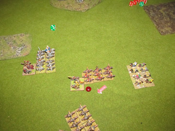 IMG_4553.JPG - In the next shooting phase finally the Szeklers break. And with them the Hungarian army! They lose 12:11! (13 Battlegroups of Catalans, 11 of the Hungarians) What a game! (comments to: harry@rottensteiners.info )