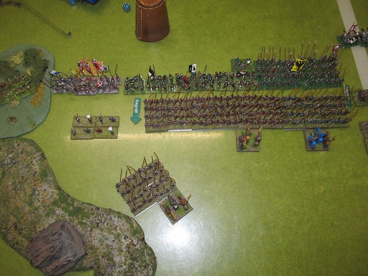 IMG_5508.JPG - Und hier die volle Linie mit 3 BGs alliierte Schweizer HW gegen die Piken und zwei BG Allierte schweizer Piken gegen meine schweizer Piken. Sozusagen eine Bürgerkriegsfront. Allerdings haben meine Schweizer drei Generale im Umkreis und jede Menge Piken.