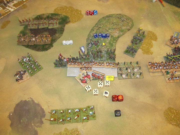IMG_6438.JPG - Und wieder! 4 Treffer auf die 5 bei 4 Würfel , 3 Treffer auf die 4 bei 4 Würfel gegen 5 Treffer bei 6 Würfel auf dei 4 (reroll auf 2, also ein guter Wurf) Drop und zweifacher(!) Basenverlust.. wie gibts denn sowas?