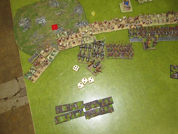 IMG_8595.JPG - Naja 1 Treffer auf die 3 bei Reroll auf 1+2 ist...schwach. Da haben die Ritter sogar Glück, dass sie nicht verlieren!