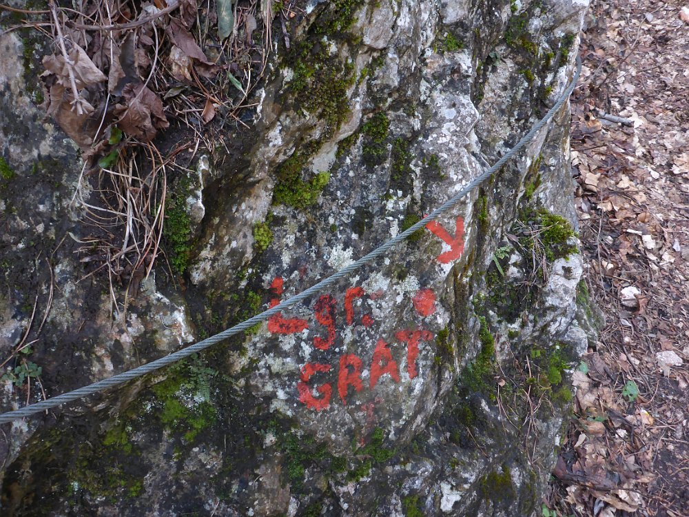 P1080068.JPG - Aha. Hier nach der Brücke geht es zum Leitergrabengrat. Naja. Da muß ich unter 100kg haben, Weit unter 100.